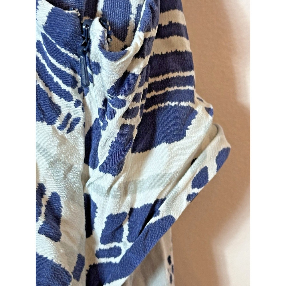 EVER By Nordstrom Romper Dress Large Blue White 100 Silk Romper Pockets Vacay L - Picture 8 of 14